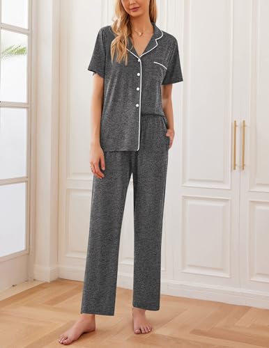 Ekouaer Womens Button Down Pajamas Set for Sleep Soft Nightwear with Pockets
| Ekouaer 2 Piece Button Down Pajama Set f
